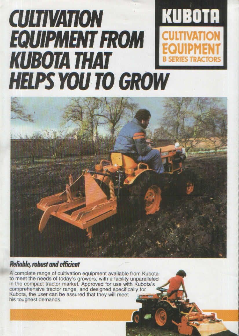 Kubota Cultivation Equipment for B Series Tractors Brochure Ploughs Cultivators Lifters