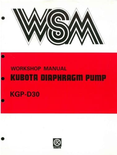 Kubota Diaphragm Pump KGP-D30 Workshop Service Manual