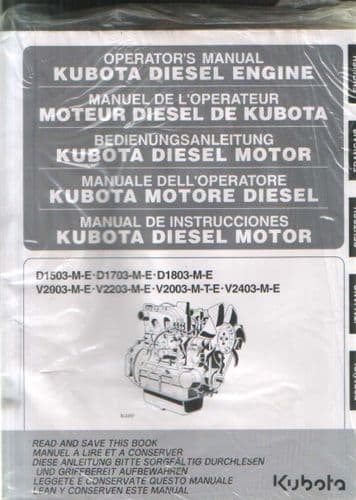 Kubota Diesel Engine D1503 D1703 D1803-M-E, V2003 V2203-M-E, V2003-M-T-E, V2403-M-E Operators Manual