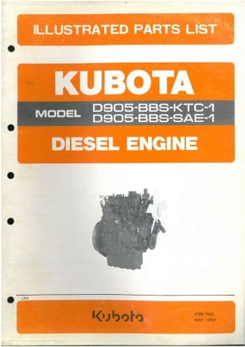 Kubota Diesel Engine D905-BBS-KTC-1 & D905-BBS-SAE-1 Parts Manual