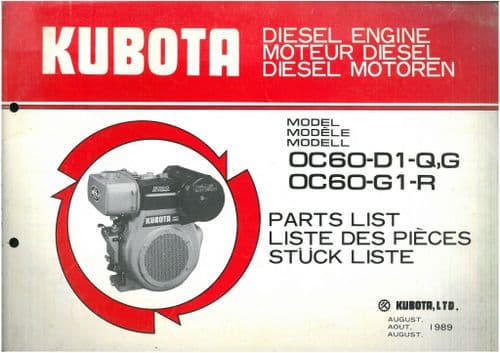 Kubota Diesel Engine OC60-D1-QGD & OC60-G1-R Parts Manual