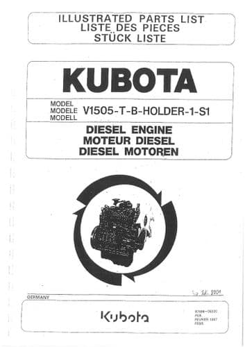 Kubota Diesel Engine V1505-T-B-Holder-1-S1 Parts Manaul