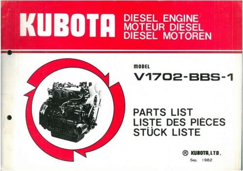 Kubota Diesel Engine V1702-BBS-1 Parts Manual