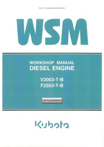 Kubota Diesel Engine V2003-T-B F2503-T-B Workshop Service Manual