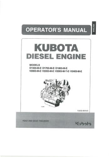 Kubota Diesel Engine V2203-M-E V2003-M-T-E V2403-M-E Operators Manual