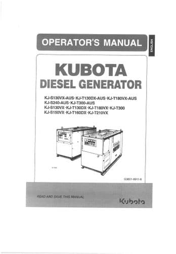 Kubota Diesel Generator KJ-S150VX KJ-T160DX KJ-T210VX Operators Manual