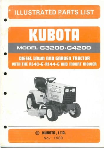 Kubota Diesel Lawn & Garden Tractor G3200 G4200 Parts Manual