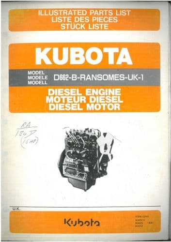 Kubota Engine - D622-B-Ransomes-UK-1 Parts Manual
