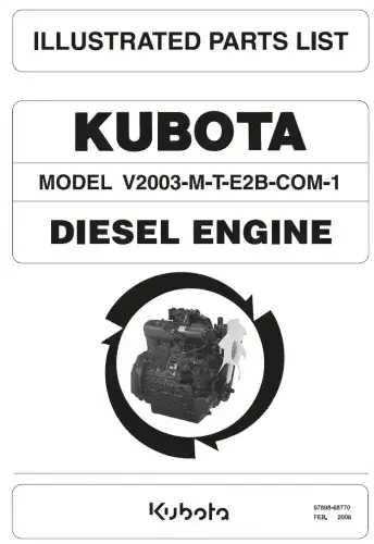 Kubota Engine V2003-M-T-E2B-COM-1 Parts Manual