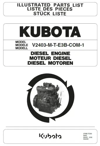 Kubota Engine V2403-M-T-E3B-COM-1 Parts Manual