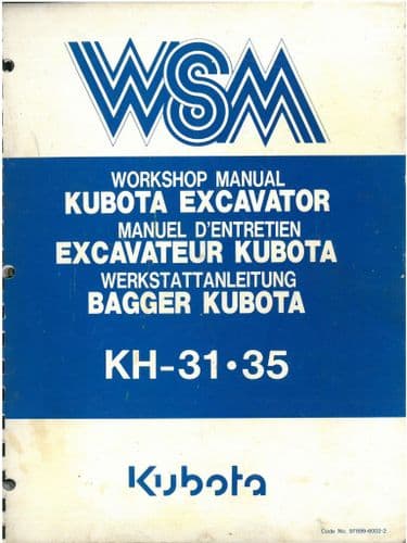 Kubota Excavator KH31 & KH35 Workshop Service Repair Manual