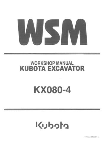 Kubota Excavator KX080-4 Workshop Service Manual
