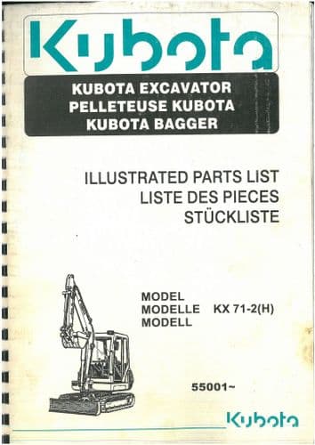 Kubota Excavator KX71-2(H) Parts Manual