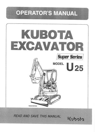 Kubota Excavator Super Series U25 Operators Manual