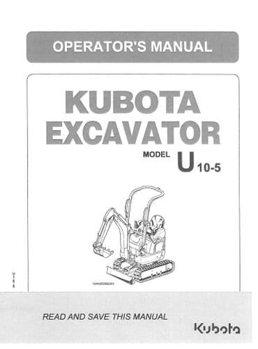 Kubota Excavator U10-5 Operators Manual