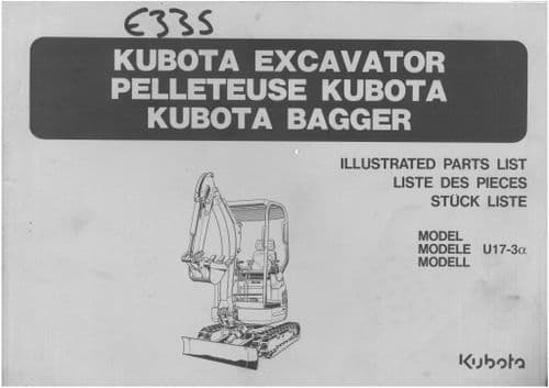 Kubota Excavator U17-3 alpha Parts Manual
