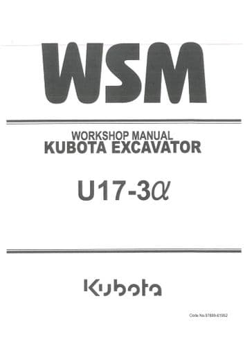 Kubota Excavator U17-3A Workshop Service Manual