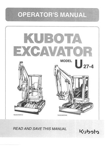 Kubota Excavator U27-4 Operators Manual U 27