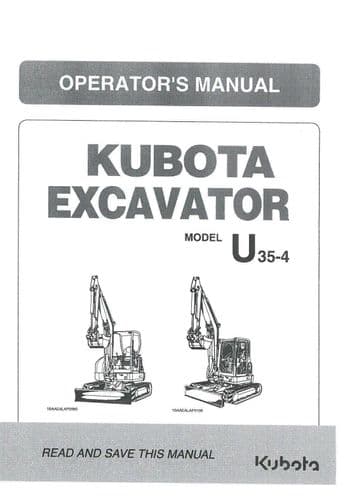 Kubota Excavator U35-4 Operators Manual U 35