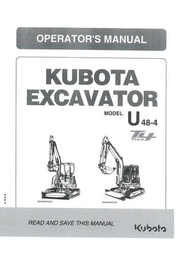 Kubota Excavator U48-4 Operators Manual U 48