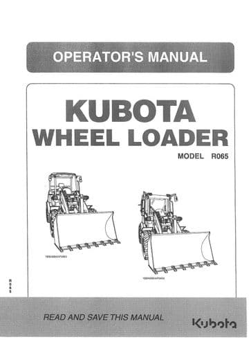 Kubota Excavator Wheel Loader R065 Operators Manual R 065