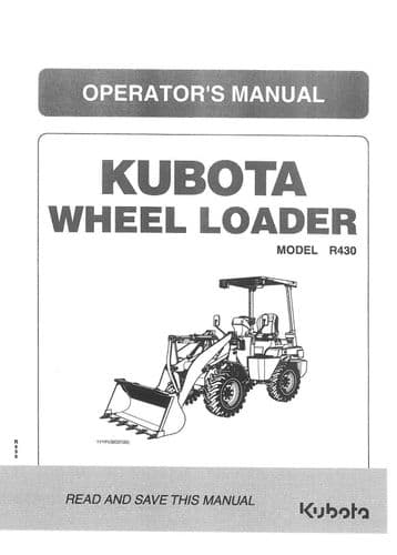 Kubota Excavator Wheel Loader R430 Operators Manual R 430