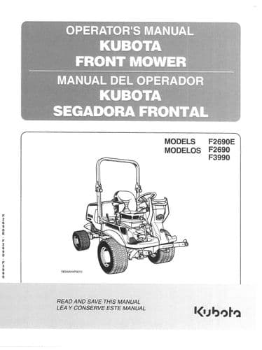 Kubota Front Mounted Mower F2690E F2690 F3990 Operators Manual