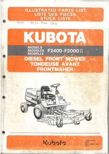 Kubota  Front Mower F2400 F2000II Parts Manual