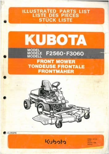 Kubota  Front Mower F2560 & F3060 Parts Manual