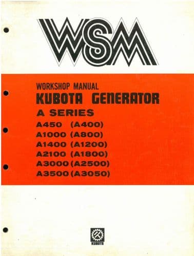 Kubota Gasoline Generator A3000 A2500 A3500 A3050 Workshop Service Manual