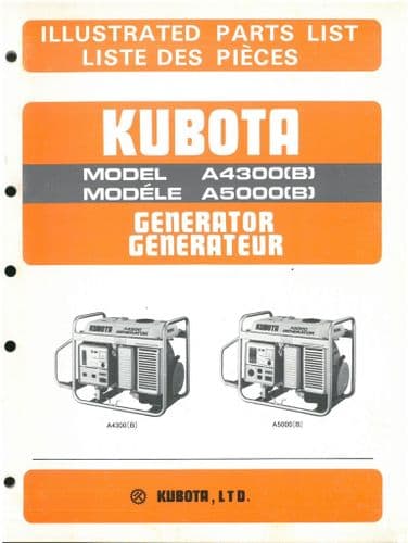 Kubota Generator A4300(B) A5000(B) Parts Manual
