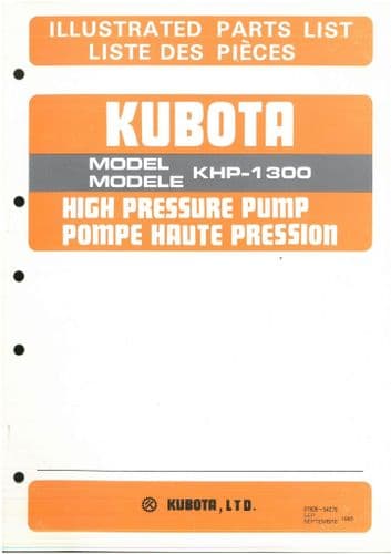 Kubota High Pressure Pump KHP-1300 Parts Manual