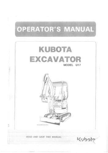 Kubota Hydraulic Excavator  Model U17 Operators Manual