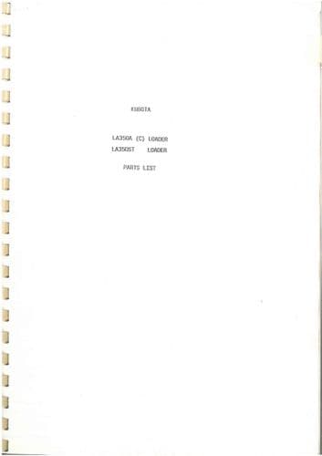 Kubota LaoderLA350A & LA350ST Parts Manual