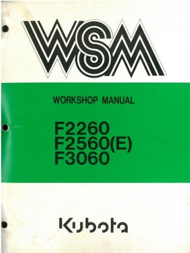 Kubota Ride on Mower F2260 F2560(E) F3060 Workshop Service Manual - ORIGINAL