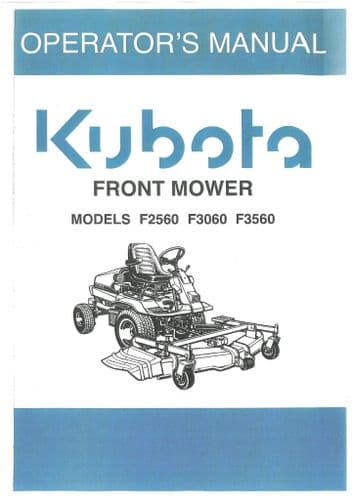 Kubota Ride on Mower F2560 F3060 F3560 Operators Manual