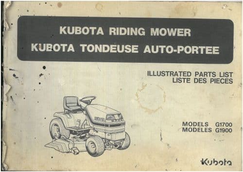 Kubota Ride on Mower G1700 G1900 Parts Manual - G 1700 1900 - ORIGINAL
