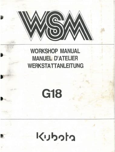 Kubota Ride on Mower Garden Tractor G18 Workshop Service Manual