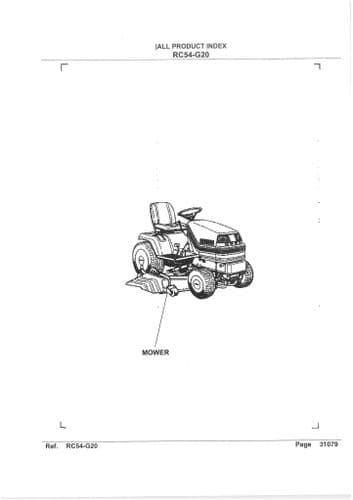 Kubota Ride on Mower Garden Tractor RC54-G20 Parts Manual RC 54 G 20