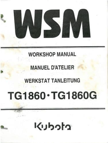 Kubota Ride on Mower Garden Tractor TG1860 & TG1860G Workshop Service Manual