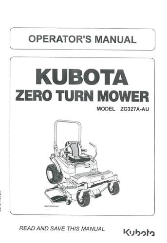 Kubota Ride on Mower ZG327A-AU Operators Manual ZG 327 A AU