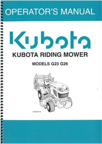 Kubota Ride on Mowers G23 and G26 Operators Manual