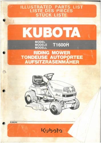 Kubota Riding  Mower T1600H Parts Manual