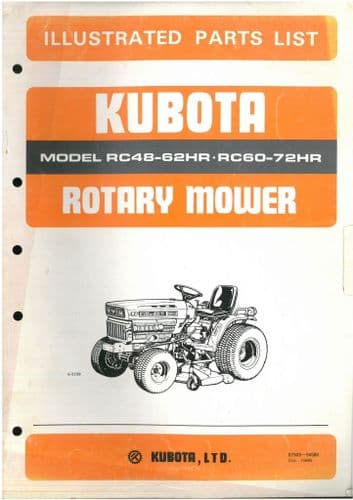 Kubota Rotary Mower RC48-62HR RC60-72HR Parts Manual