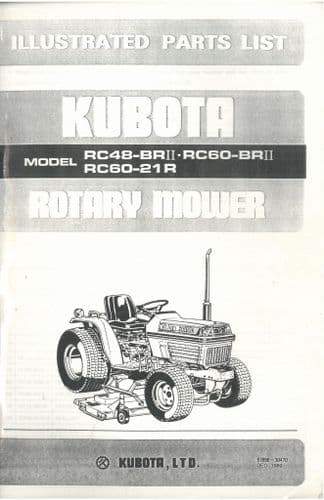 Kubota Rotary Mower RC48 BR II RC60 BR II RC6021R Parts Manual