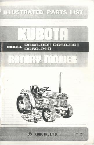 Kubota Rotary Mower RC48 BR II RC60 BR II RC6021R Parts Manual