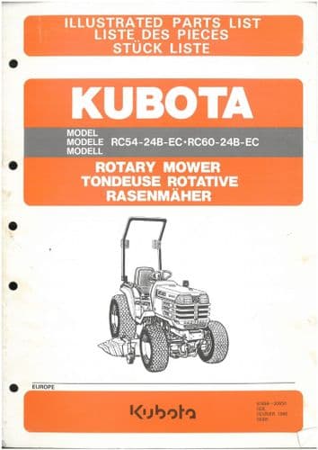 Kubota Rotary Mower RC54-24B-EC & RC60-24B-EC Parts Manual