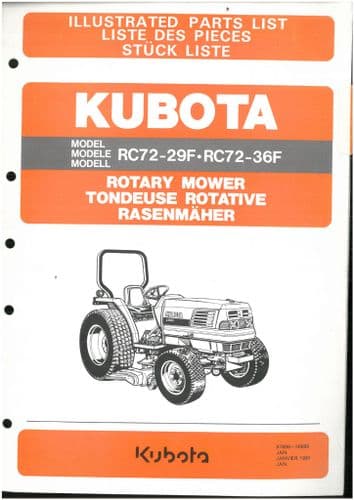 Kubota Rotary Mower RC72-29F & RC72-36F Parts Manual