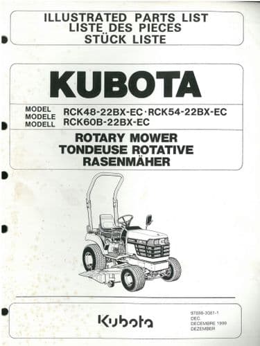 Kubota Rotary Mower RCK48-22BX-EC, RCK54-22BX-EC, RCK60B-22BX-EC Parts Manual