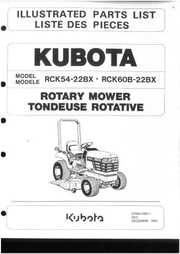 Kubota Rotary Mower RCK54-22BX & RCK60B-22BX Parts Manual - ORIGINAL